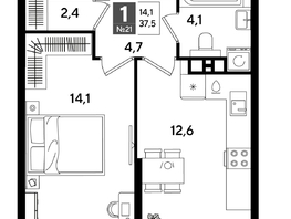 Продается 1-комнатная квартира ЖК ДОГМА ПАРК, литера 18, 37.5  м&sup2;, 7680000 рублей