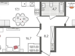 Продается 2-комнатная квартира ЖК Рекорд 2, литера 5, 69.3  м&sup2;, 13437270 рублей