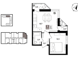 Продается 1-комнатная квартира ЖК Рекорд 2, литера 1, 43.3  м&sup2;, 11760280 рублей