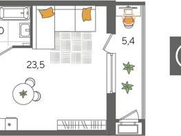 Продается Студия ЖК Рекорд 2, литера 1, 32.9  м&sup2;, 8369760 рублей