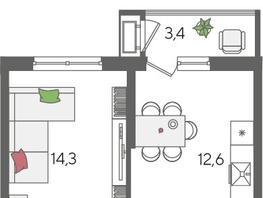 Продается 1-комнатная квартира ЖК Рекорд 2, литера 1, 41.4  м&sup2;, 9964980 рублей