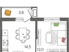 Продается 1-комнатная квартира ЖК Рекорд 2, литера 2, 38.6  м&sup2;, 10456740 рублей