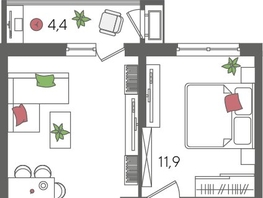 Продается 1-комнатная квартира ЖК Рекорд 2, литера 2, 47.2  м&sup2;, 10506720 рублей