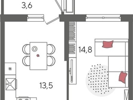 Продается 1-комнатная квартира ЖК Рекорд 2, литера 2, 42.2  м&sup2;, 9904340 рублей