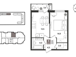 Продается 1-комнатная квартира ЖК Рекорд 2, литера 2, 41.6  м&sup2;, 10558080 рублей