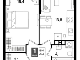 Продается 1-комнатная квартира ЖК DOGMA PARK (Догма парк), литера 16, 39.5  м&sup2;, 7299600 рублей