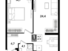 Продается 1-комнатная квартира ЖК DOGMA PARK (Догма парк), лит 20, 47.9  м&sup2;, 8315440 рублей