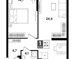 Продается 1-комнатная квартира ЖК DOGMA PARK (Догма парк), лит 20, 47.9  м&sup2;, 8325020 рублей