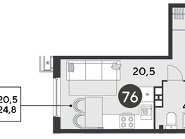Продается Студия ЖК Парк Победы 2, литера 6, 24.8  м&sup2;, 5235280 рублей