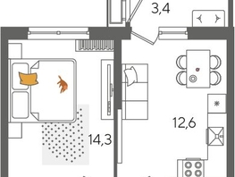 Продается 1-комнатная квартира ЖК Рекорд 2, литера 5, 41.4  м&sup2;, 9770400 рублей