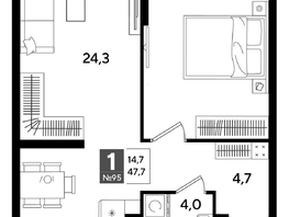 Продается 1-комнатная квартира ЖК DOGMA PARK (Догма парк), лит 20, 47.7  м&sup2;, 8342731 рублей