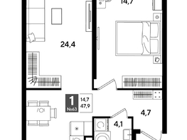 Продается 1-комнатная квартира ЖК DOGMA PARK (Догма парк), литера 18, 47.9  м&sup2;, 8348970 рублей