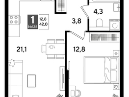 Продается 1-комнатная квартира ЖК DOGMA PARK (Догма парк), литера 16, 42  м&sup2;, 7971600 рублей