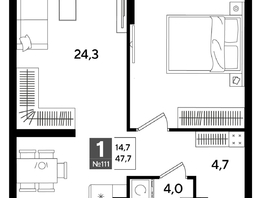 Продается 1-комнатная квартира ЖК DOGMA PARK (Догма парк), лит 20, 47.7  м&sup2;, 8357041 рублей