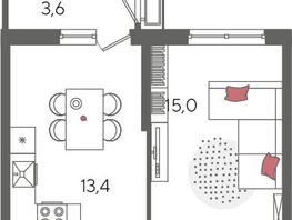 Продается 1-комнатная квартира ЖК Рекорд 2, литера 2, 41.8  м&sup2;, 10111420 рублей