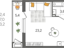 Продается Студия ЖК Рекорд 2, литера 5, 32.4  м&sup2;, 8226360 рублей
