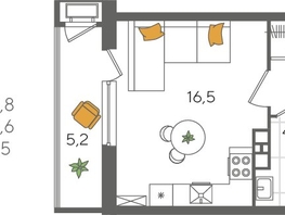 Продается Студия ЖК Рекорд 2, литера 5, 29.8  м&sup2;, 7795680 рублей