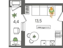 Продается Студия ЖК Рекорд 2, литера 5, 25.1  м&sup2;, 7427090 рублей