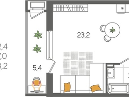 Продается Студия ЖК Рекорд 2, литера 5, 32.4  м&sup2;, 8336520 рублей