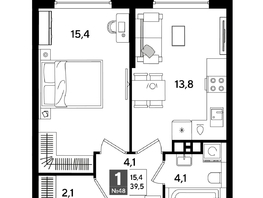 Продается 1-комнатная квартира ЖК DOGMA PARK (Догма парк), литера 18, 39.5  м&sup2;, 7536600 рублей