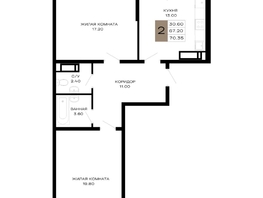 Продается 2-комнатная квартира ЖК Сердце, 69.3  м&sup2;, 28066500 рублей