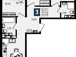 Продается 3-комнатная квартира ЖК Резиденция морей, корпус Е, 115  м&sup2;, 27025000 рублей