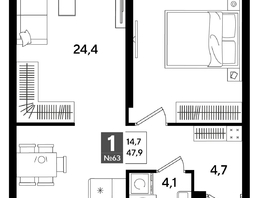 Продается 1-комнатная квартира ЖК DOGMA PARK (Догма парк), литера 16, 47.9  м&sup2;, 8348970 рублей