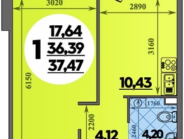 Продается 1-комнатная квартира ЖК Восточный, литера 35, 37.47  м&sup2;, 6343671 рублей