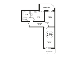 Продается 2-комнатная квартира ЖК Гулливер, литера 3, 67.8  м&sup2;, 7390200 рублей