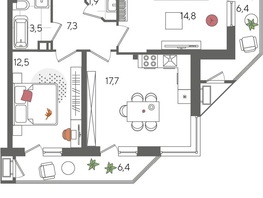Продается 2-комнатная квартира ЖК Рекорд 2, литера 2, 70.5  м&sup2;, 13937850 рублей