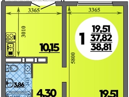 Продается 1-комнатная квартира ЖК Город у моря, литера 23, 38.81  м&sup2;, 7605000 рублей