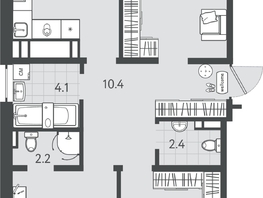 Продается 3-комнатная квартира ЖК Все Свои ВИП, литер 7, 87.15  м&sup2;, 23530500 рублей