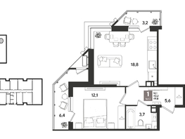 Продается 1-комнатная квартира ЖК Рекорд 2, литера 3, 49.8  м&sup2;, 13017720 рублей