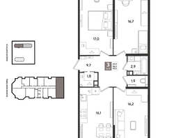 Продается 3-комнатная квартира ЖК Рекорд 2, литера 3, 95.5  м&sup2;, 19224150 рублей