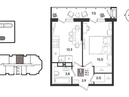 Продается 1-комнатная квартира ЖК Рекорд 2, литера 4, 45  м&sup2;, 10809000 рублей