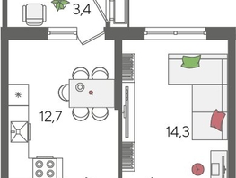 Продается 1-комнатная квартира ЖК Рекорд 2, литера 5, 41.6  м&sup2;, 10433280 рублей