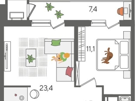 Продается 1-комнатная квартира ЖК Рекорд 2, литера 5, 51.7  м&sup2;, 12439020 рублей
