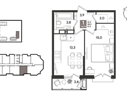 Продается 1-комнатная квартира ЖК Рекорд 2, литера 6, 41.4  м&sup2;, 10855080 рублей