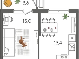 Продается 1-комнатная квартира ЖК Рекорд 2, литера 2, 41.4  м&sup2;, 10528020 рублей