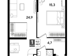 Продается 1-комнатная квартира ЖК ДОГМА ПАРК, литера 18, 48.9  м&sup2;, 9002490 рублей