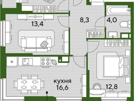 Продается 3-комнатная квартира ЖК ДОГМА ПАРК, литера 18, 69.7  м&sup2;, 10733800 рублей