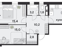 Продается 2-комнатная квартира ЖК Парк Победы 2, литера 28, 69.2  м&sup2;, 10892080 рублей
