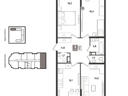Продается 3-комнатная квартира ЖК Рекорд 2, литера 1, 99.9  м&sup2;, 19370610 рублей