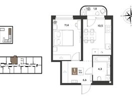 Продается 1-комнатная квартира ЖК ГРЕЙД, литер 13, 34.6  м&sup2;, 6321420 рублей