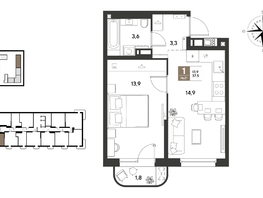 Продается 1-комнатная квартира ЖК ГРЕЙД, литер 13, 37.5  м&sup2;, 6682500 рублей