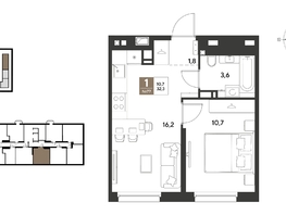 Продается 1-комнатная квартира ЖК ГРЕЙД, литер 13, 32.3  м&sup2;, 5920590 рублей