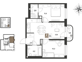 Продается 2-комнатная квартира ЖК ГРЕЙД, литер 13, 50.6  м&sup2;, 8784160 рублей