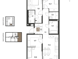 Продается 3-комнатная квартира ЖК ГРЕЙД, литер 13, 79.9  м&sup2;, 12112840 рублей