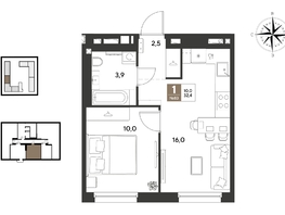 Продается 1-комнатная квартира ЖК ГРЕЙД, литер 14, 32.4  м&sup2;, 6049080 рублей