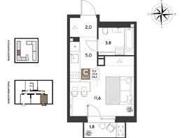 Продается Студия ЖК ГРЕЙД, литер 14, 24.2  м&sup2;, 4735940 рублей